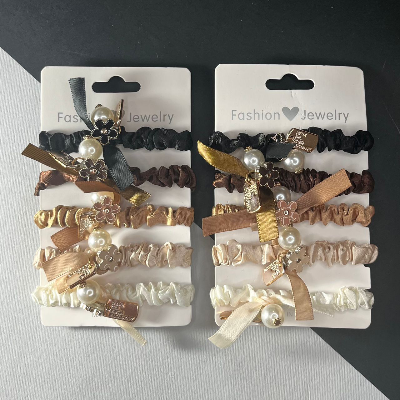 ست پنج تایی کش موی دیزاین دار با تناژ رنگی نود