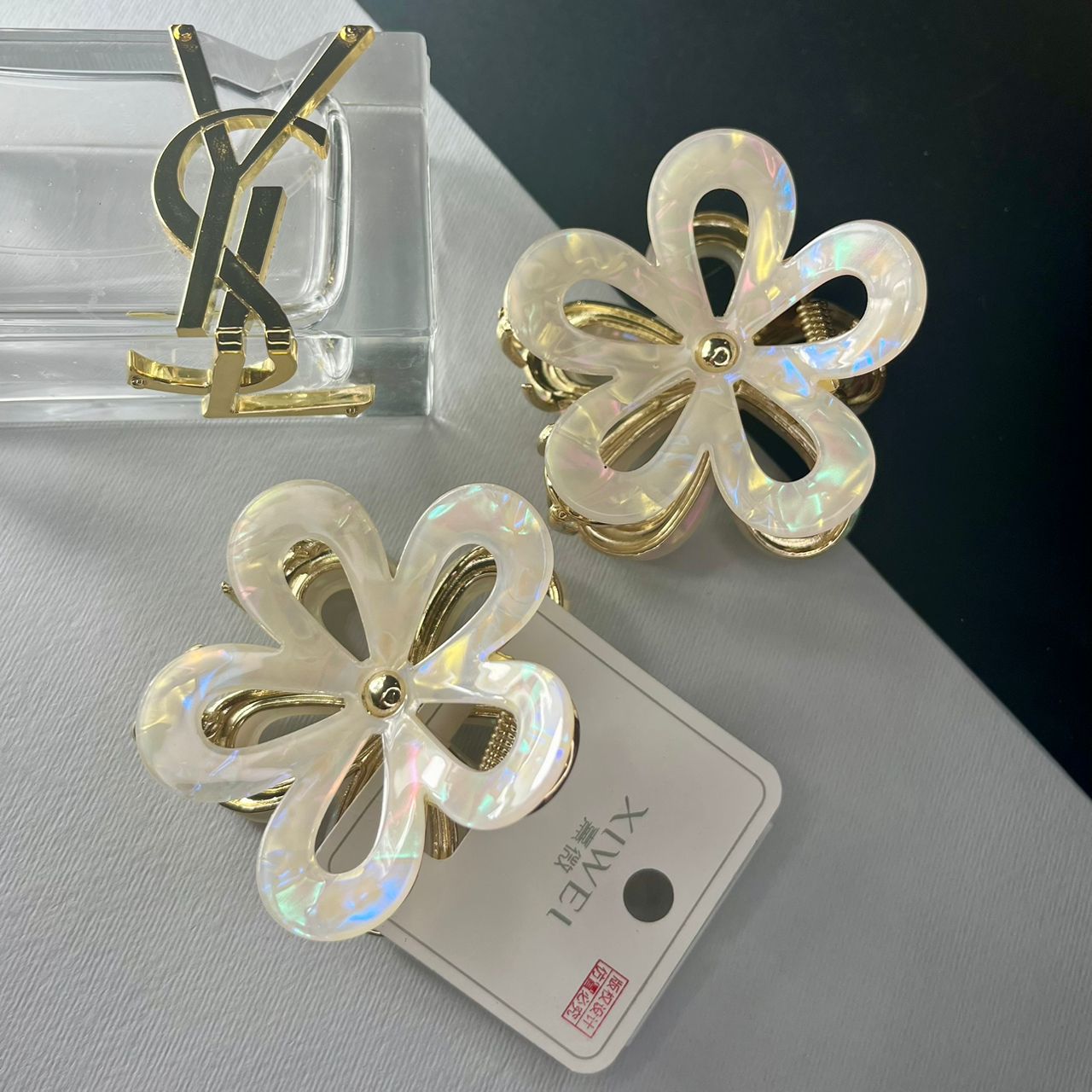 کلیپس برند اعلا طرح گل| وارداتی | صدفی